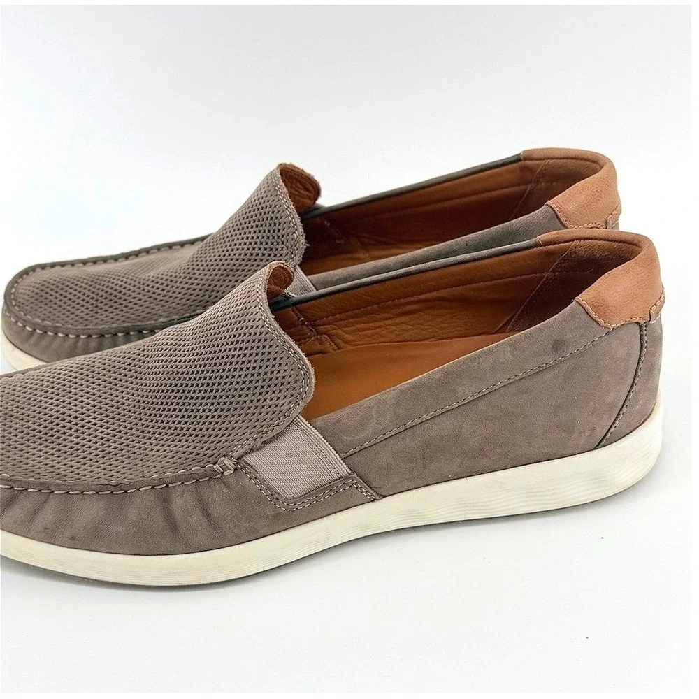 Ecco S-Lite Mens Taupe Nubuck Leather Perforated Slip On Loafers Size 46 12-12.5